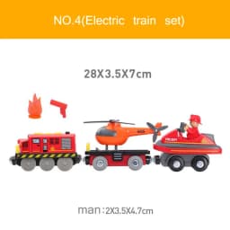 New Fire Truck Magnetic Train Car Ambulance Police Car Fire Truck Helicopter Compatible Brio Wood Track Children's Toys