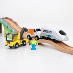 New Fire Truck Magnetic Train Car Ambulance Police Car Fire Truck Helicopter Compatible Brio Wood Track Children's Toys