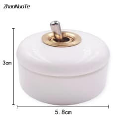 1 Way 2 Way Wall Retro Ceramic Toggle Switch Metal Lever Creative Round Momentary Switch Black White Brown