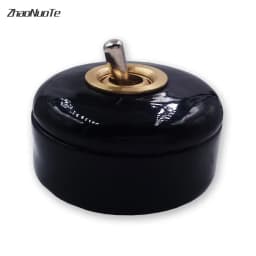 1 Way 2 Way Wall Retro Ceramic Toggle Switch Metal Lever Creative Round Momentary Switch Black White Brown