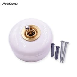 1 Way 2 Way Wall Retro Ceramic Toggle Switch Metal Lever Creative Round Momentary Switch Black White Brown