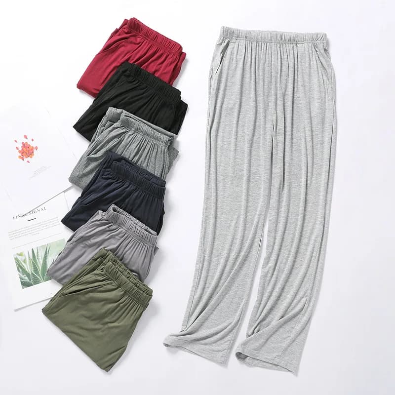 Winter Male Modal Sleeping Pants Solid Sleep Trousers Mens Pajamas Bottoms Soft Sleepwear Pyjama Homewear 2026 Spring Autumn 4XL