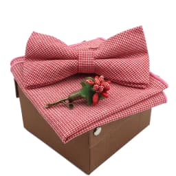 Solid Color Cotton Bowtie Handkerchief Brooch Set Men Flower Butterfly Party Wedding Blue Pink White Bowties Novelty Ties Gift