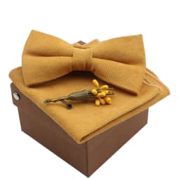 Solid Color Cotton Bowtie Handkerchief Brooch Set Men Flower Butterfly Party Wedding Blue Pink White Bowties Novelty Ties Gift
