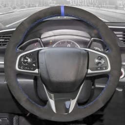 Hand-Stitched Soft Black Suede Car Steering Wheel Covers For Honda Civic 10 2016-2021 CR-V CRV 2017-2021 Clarity 2018-2021