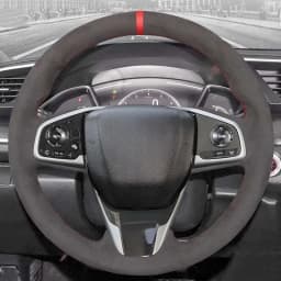 Hand-Stitched Soft Black Suede Car Steering Wheel Covers For Honda Civic 10 2016-2021 CR-V CRV 2017-2021 Clarity 2018-2021