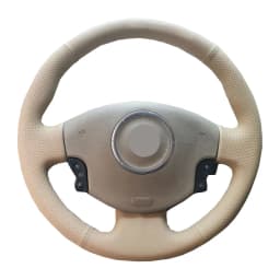 Hand Sewing Car Steering Wheel Cover Wrap Beige Leather Suede For Renault Megane 2 2002-2009 Scenic 2 (Grand Scenic) Kangoo 2