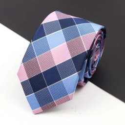 Fashion New Jacquard Woven Necktie For Men Classic Blue Pink Plaid Striped Business Wedding Formal Gravata Daily Wear Ties