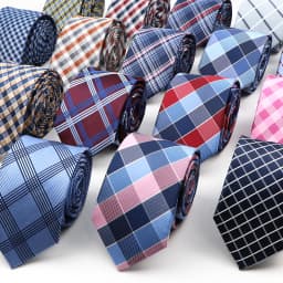 Fashion New Jacquard Woven Necktie For Men Classic Blue Pink Plaid Striped Business Wedding Formal Gravata Daily Wear Ties
