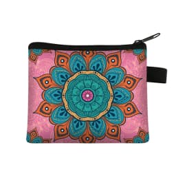 Mandala Flower Print Coin Purse Women Wallet Ladies Multicolor Pattern Cute Coin Bag ID Credit Card Case Mini Coin Holder