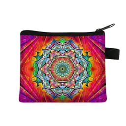 Mandala Flower Print Coin Purse Women Wallet Ladies Multicolor Pattern Cute Coin Bag ID Credit Card Case Mini Coin Holder