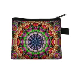 Mandala Flower Print Coin Purse Women Wallet Ladies Multicolor Pattern Cute Coin Bag ID Credit Card Case Mini Coin Holder