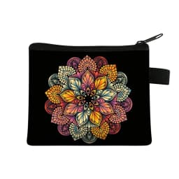 Mandala Flower Print Coin Purse Women Wallet Ladies Multicolor Pattern Cute Coin Bag ID Credit Card Case Mini Coin Holder