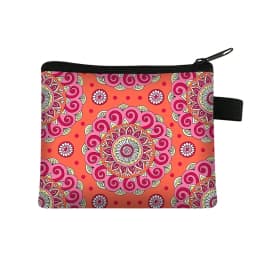 Mandala Flower Print Coin Purse Women Wallet Ladies Multicolor Pattern Cute Coin Bag ID Credit Card Case Mini Coin Holder
