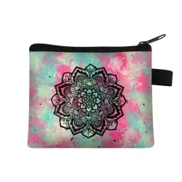 Mandala Flower Print Coin Purse Women Wallet Ladies Multicolor Pattern Cute Coin Bag ID Credit Card Case Mini Coin Holder