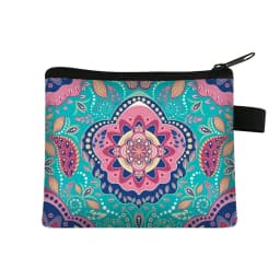 Mandala Flower Print Coin Purse Women Wallet Ladies Multicolor Pattern Cute Coin Bag ID Credit Card Case Mini Coin Holder