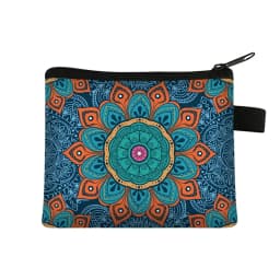 Mandala Flower Print Coin Purse Women Wallet Ladies Multicolor Pattern Cute Coin Bag ID Credit Card Case Mini Coin Holder