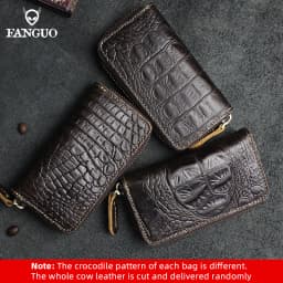 Genuine Leather Key Wallet Handmade Smart Key Pocket Keychain Credit Card Slot Portable Card Wallet With Zipper For Men, Women