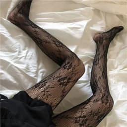 Lolita School Girl Floral Tights Fishnet Over Knee Stocking Long Adorable Anime Gothic Black White Kawaii Sexy Cosplay Costumes