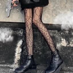 Lolita School Girl Floral Tights Fishnet Over Knee Stocking Long Adorable Anime Gothic Black White Kawaii Sexy Cosplay Costumes