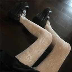 Lolita School Girl Floral Tights Fishnet Over Knee Stocking Long Adorable Anime Gothic Black White Kawaii Sexy Cosplay Costumes