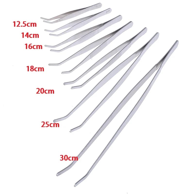 Stainless Multifuctional Steel Elbow Tweezers Aquarium Clear Clip Tool Medical Repair Tools 12.5/14/16/18/20/25/30cm