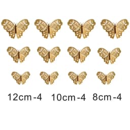 12Pcs Gold Butterfly Cake Decoration Topper for Girl Decorative Butterflies for Cake Decorating Items Birthday Party Supplies
