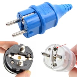 1pcs White Blue Black French Germany EU Waterproof Schuko Power Plug European 16A 2pin Cable Wiring Connector Converter Plug
