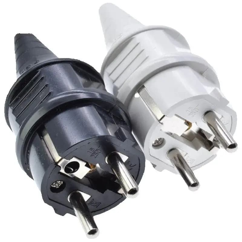 1pcs White Blue Black French Germany EU Waterproof Schuko Power Plug European 16A 2pin Cable Wiring Connector Converter Plug