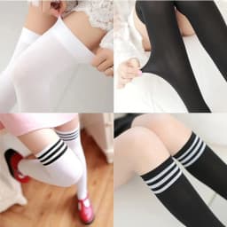 New Sexy Medias Black White Striped Long Socks Women Velet Over Knee Thigh High Stockings Girls Anime Lolita Cosplay Costumes