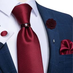 Handmade Paisley Floral Royal Blue Men's Neck Tie Classic 8cm Width Woven Jacquard Tie With Pocket Square Cufflinks Brooch