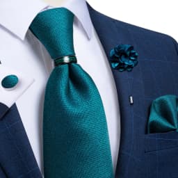 Handmade Paisley Floral Royal Blue Men's Neck Tie Classic 8cm Width Woven Jacquard Tie With Pocket Square Cufflinks Brooch