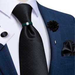 Handmade Paisley Floral Royal Blue Men's Neck Tie Classic 8cm Width Woven Jacquard Tie With Pocket Square Cufflinks Brooch