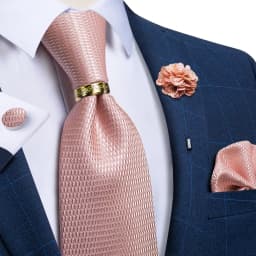 Handmade Paisley Floral Royal Blue Men's Neck Tie Classic 8cm Width Woven Jacquard Tie With Pocket Square Cufflinks Brooch