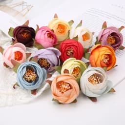 10PCs Silk Rose Artificial Flowers High Quality 5cm Fake Flower Wedding Decoration Party Home Room Decor Garden Craft DIY Wreath