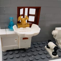 Compatible Classic City Blocks House Furniture MOC for Kids DIY Toys Bathroom Toilet Hand Basin WC Closestool Building Bricks