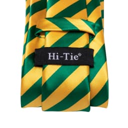 Hi-Tie Yellow Green Striped Wedding Tie For Men Fashion Design Handky Cufflink Set For Men Necktie Business Party Dropship