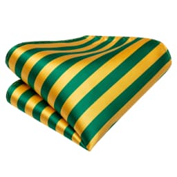 Hi-Tie Yellow Green Striped Wedding Tie For Men Fashion Design Handky Cufflink Set For Men Necktie Business Party Dropship