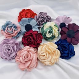 5Pcs 8CM Handmade DIY Large Satin Fabric Artificial Rose Flowers For Wedding Party Craft Home Decoration