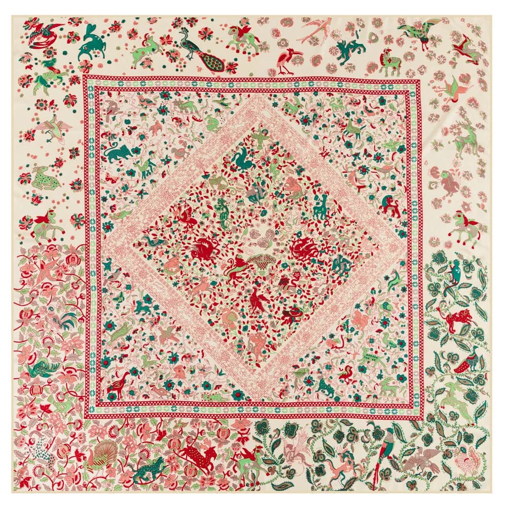 POBING Twill Silk Scarf Women Shawls Forest Animals Print Stoles Bandana Kerchief Hijab Square Scarves Wraps Silk Foulards 130CM