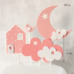 Farm Animal Cake Decoration Cows Sheep Pig Acrylic Ladder Happy Birthday Flags Cake Topper For Baby Shower Birthday Party Decor