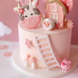 Farm Animal Cake Decoration Cows Sheep Pig Acrylic Ladder Happy Birthday Flags Cake Topper For Baby Shower Birthday Party Decor