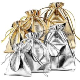 25/50pcs 7x9/9x12/10x15cm Fabric Packing Gift Bags Gold Color Jewelry Packaging Bag Wedding Party Present Drawstring Pouch
