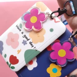 Fashion Flower Women Card Protector Cover Case Card Holder Neck Strap with Lanyard Badge Holder Work ID Card Bus ID Card Holder