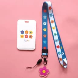 Fashion Flower Women Card Protector Cover Case Card Holder Neck Strap with Lanyard Badge Holder Work ID Card Bus ID Card Holder
