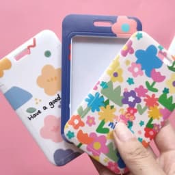 Fashion Flower Women Card Protector Cover Case Card Holder Neck Strap with Lanyard Badge Holder Work ID Card Bus ID Card Holder