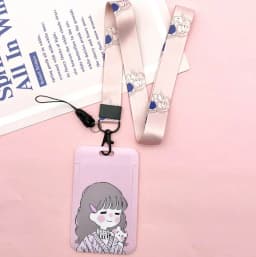 Fashion Flower Women Card Protector Cover Case Card Holder Neck Strap with Lanyard Badge Holder Work ID Card Bus ID Card Holder