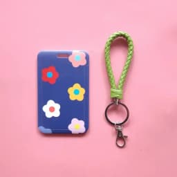 Fashion Flower Women Card Protector Cover Case Card Holder Neck Strap with Lanyard Badge Holder Work ID Card Bus ID Card Holder