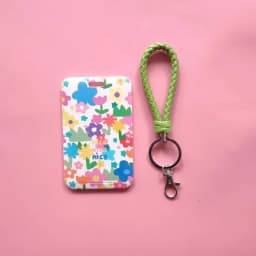 Fashion Flower Women Card Protector Cover Case Card Holder Neck Strap with Lanyard Badge Holder Work ID Card Bus ID Card Holder