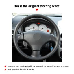 Steering Wheel Cover For Peugeot 206 1998-2005 206 SW 2003-2005 Hand Braids Car Steering Wheel Microfiber Leather Cover Trim